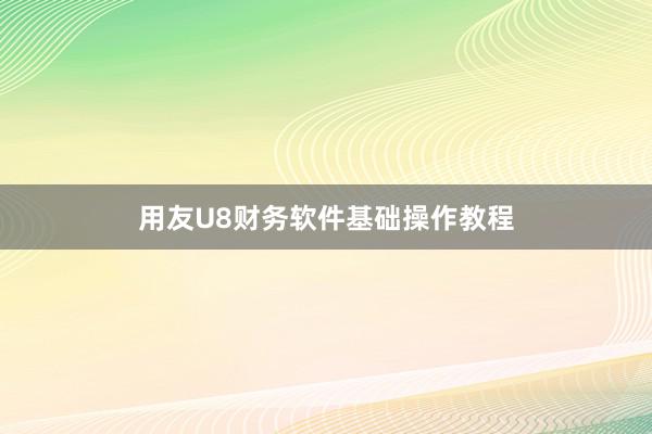 用友U8财务软件基础操作教程